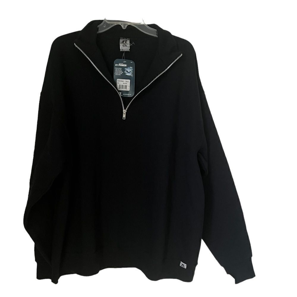 Russell Athletic Men's Dri-Power Black Quarter-Zip Sweatshirt sz XL